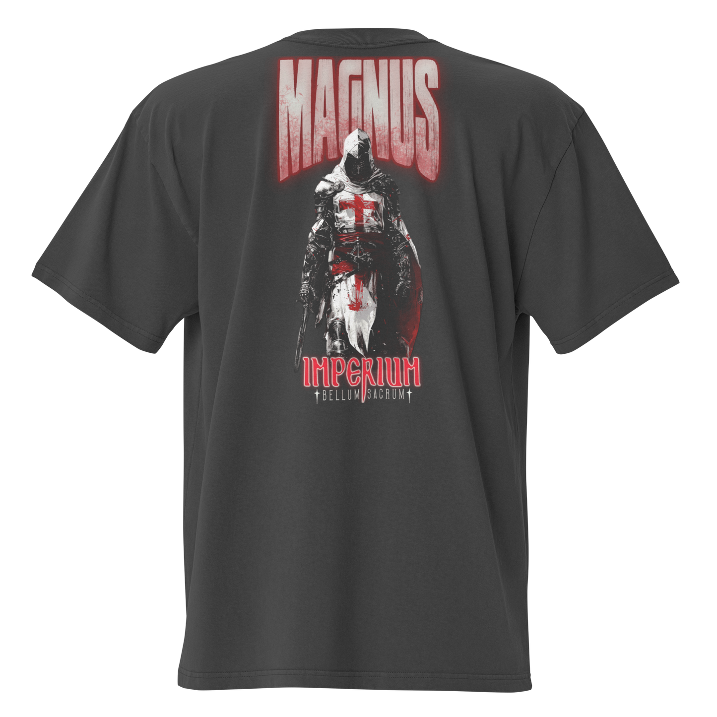 Camiseta oversize negra con diseño Bellum Sacrum en la espalda Magnus Imperium