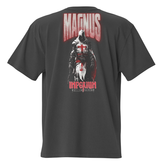 Camiseta oversize negra con diseño Bellum Sacrum en la espalda Magnus Imperium