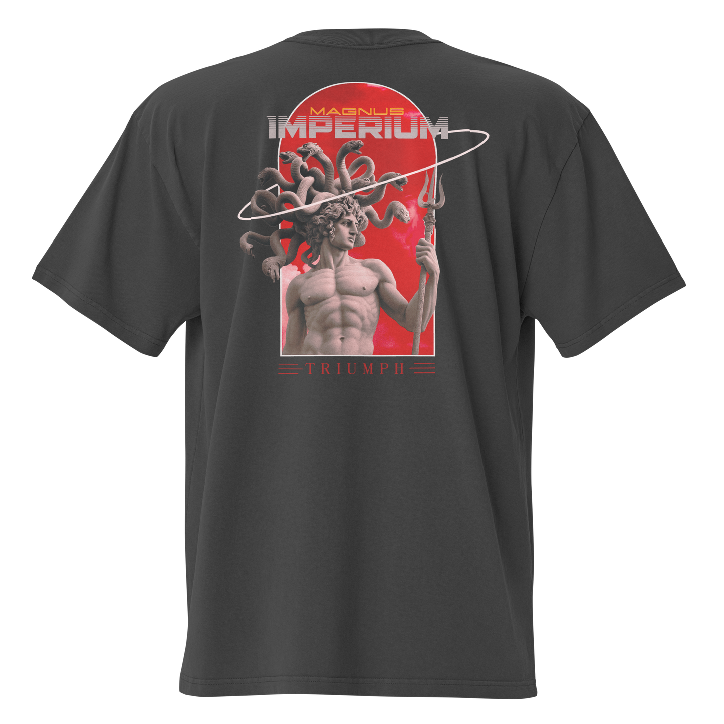 Camiseta oversize negra con diseño Triumph en la espalda Magnus Imperium