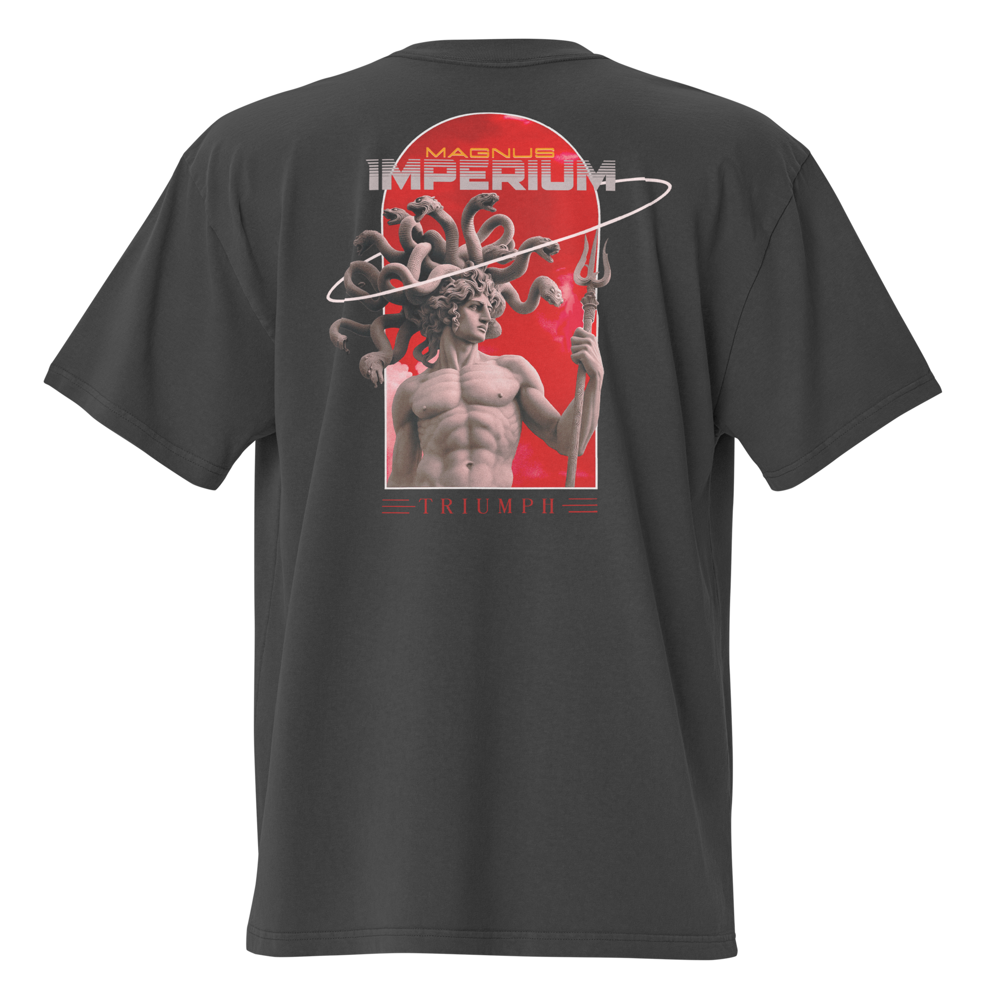 Camiseta oversize negra con diseño Triumph en la espalda Magnus Imperium