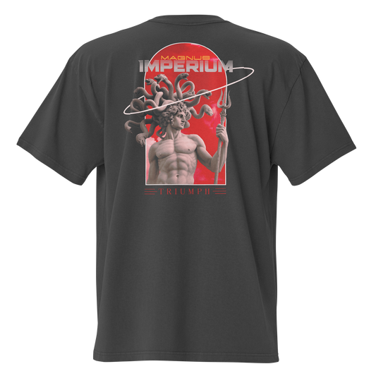 Camiseta oversize negra con diseño Triumph en la espalda Magnus Imperium
