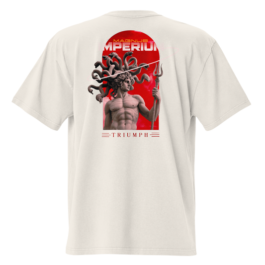 Camiseta oversize blanca con diseño Triumph en la espalda Magnus Imperium